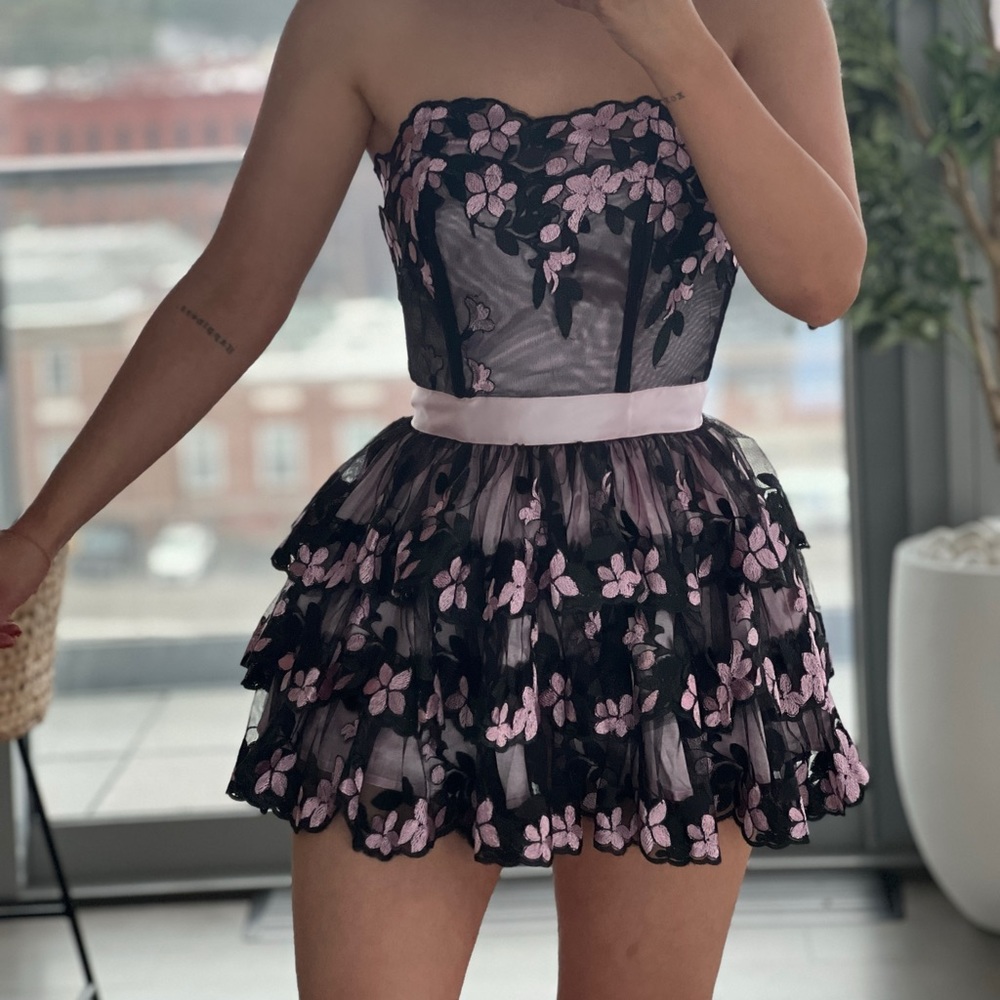 Pink & Black Doll Lace Dress